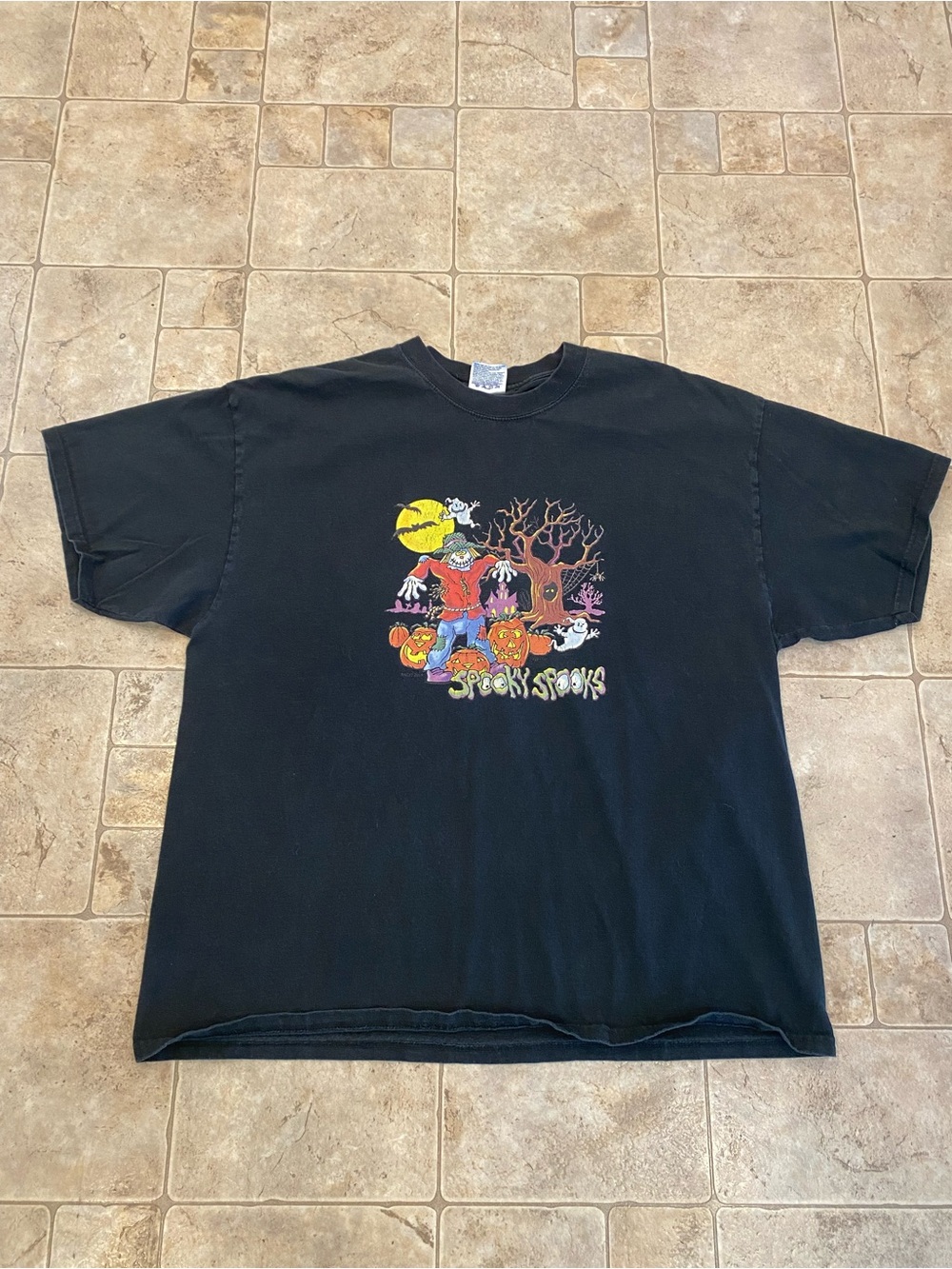 Vintage 90’s Halloween Spooky Spooks T Shirt Black Sz XL Scarecrow Jol Ghost